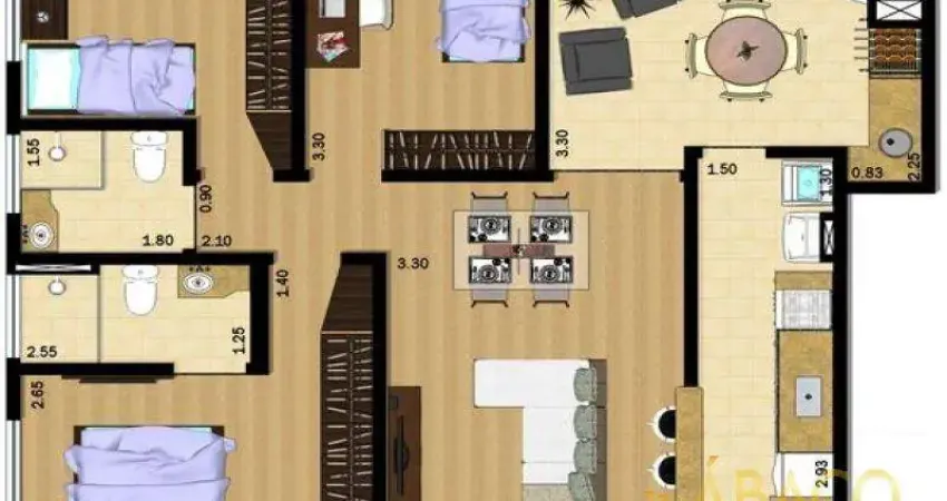 Apartamento para venda em centro de 82.25m² com 3 quartos, 1 suite e 2 garagens