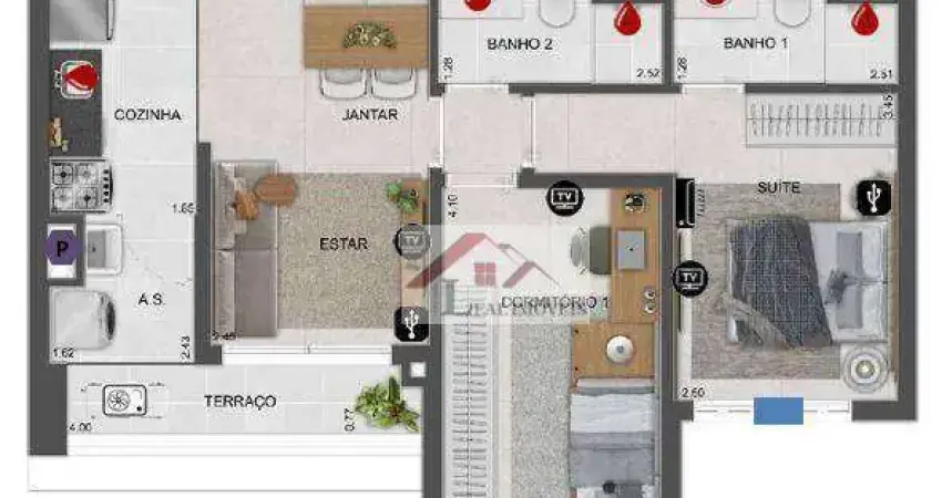 Apartamento para venda em fundação de 59.00m² com 2 quartos, 1 suite e 1 garagem