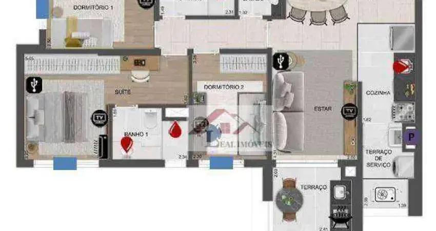 Apartamento para venda em fundação de 89.00m² com 3 quartos, 1 suite e 2 garagens