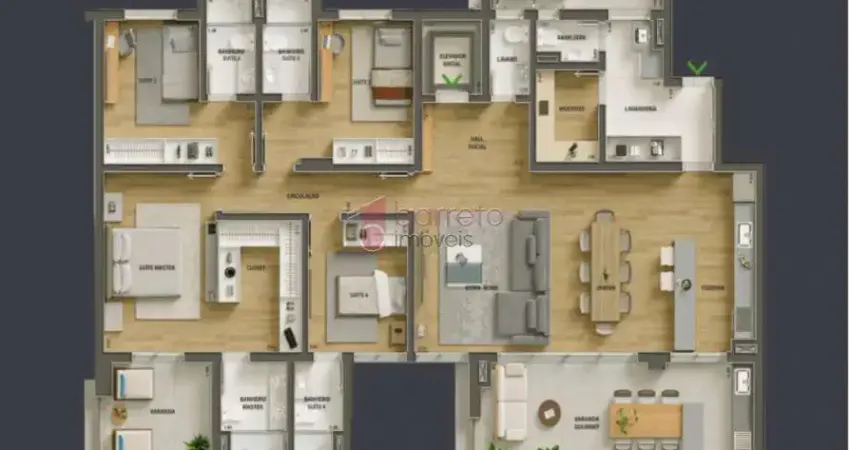Apartamento para venda em jardim das samambaias de 204.00m² com 4 quartos, 4 suites e 4 garagens