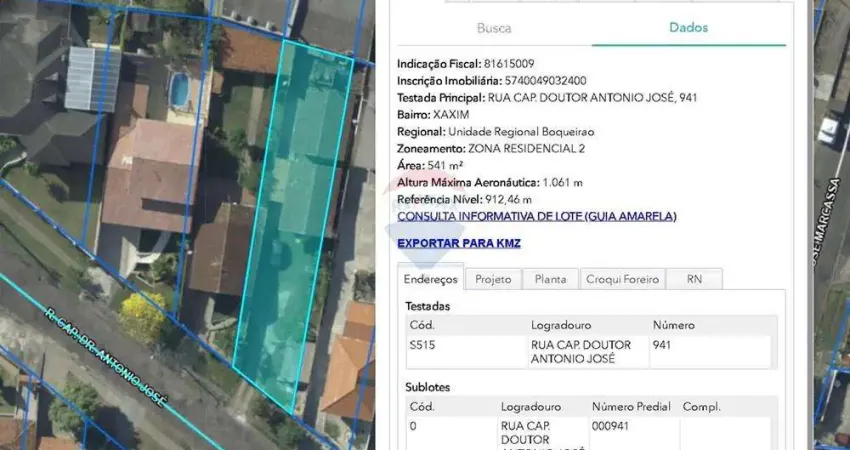 Terreno à venda na Rua Capitão Doutor Antônio José, 941, Xaxim, Curitiba