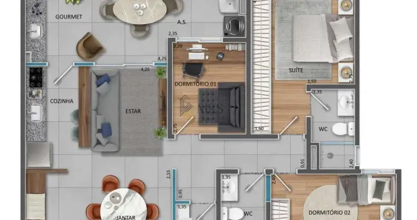 Apartamento para venda em residencial jardim perolla ii de 87.00m² com 3 quartos, 2 suites e 2 garagens