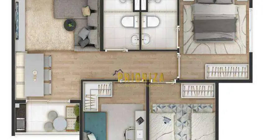 Apartamento para venda em mirage são paulo de 60.00m² com 3 quartos, 1 suite e 1 garagem