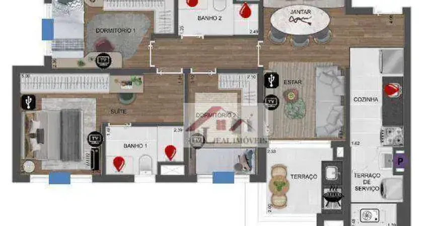Apartamento para venda em fundação de 76.00m² com 3 quartos, 1 suite e 1 garagem