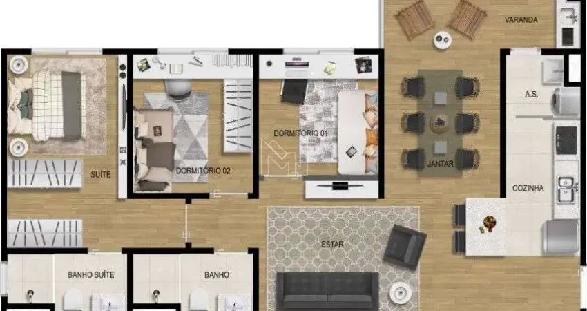 Apartamento para venda em jardim carolina de 85.00m² com 3 quartos, 1 suite e 1 garagem