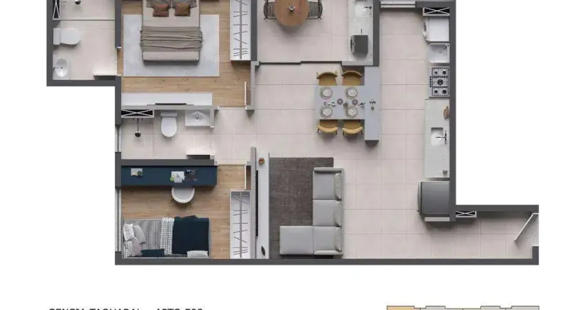 Apartamento para venda em taquaral de 63.22m² com 2 quartos, 1 suite e 1 garagem