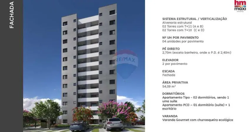 Apartamento para venda em ponte nova de 54.09m² com 2 quartos, 1 suite e 1 garagem
