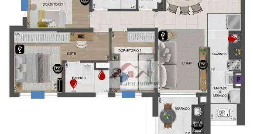 Apartamento para venda em fundação de 89.00m² com 3 quartos, 1 suite e 2 garagens