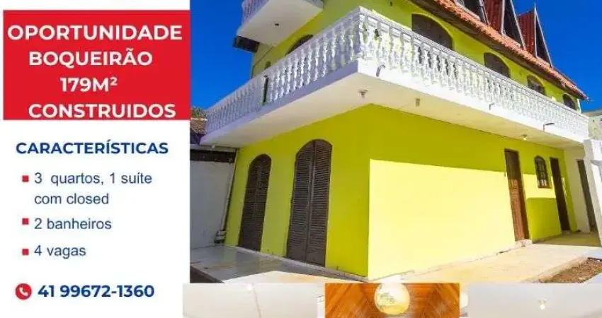 Sobrado para venda em boqueirão de 179.00m² com 3 quartos, 1 suite e 3 garagens