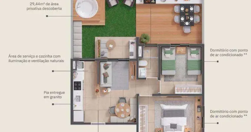 Apartamento para venda em viva parque altus de 76.00m² com 2 quartos e 2 garagens
