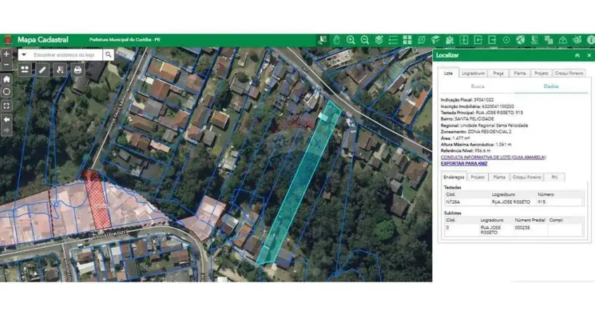 Terreno à venda na Rua José Risseto, 915, Santa Felicidade, Curitiba