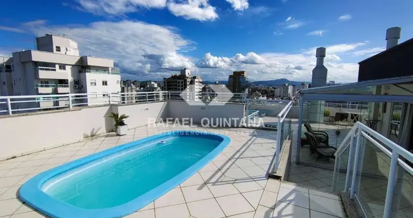 Apartamento de Cobertura à Venda, 3 Quartos, sendo 2 suites master, Piscina, Dependencia completa, 4 vagas, no Estreito, Vista Mar e Ponte Hercilio Luz