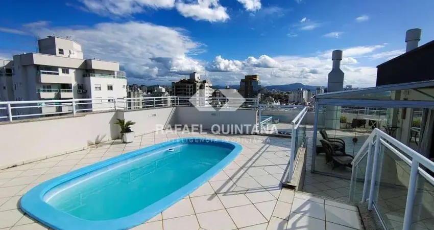 Apartamento de cobertura à venda, 3 quartos, sendo 2 suites master, piscina, dependencia completa, 4 vagas, no estreito, vista mar e ponte hercilio luz