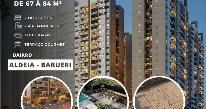 Apartamentos 2 e 3 suítes com 1 ou 2 vagas no bairro aldeinha em barueri