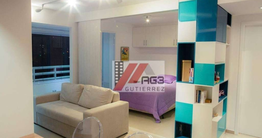 Apartamento moderno de 1 dormitório com uma vaga, varanda com vista livre e lazer completo na Pompeia