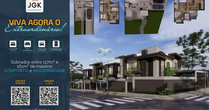 Sobrados luxuosos a poucos passos da igreja matriz – acabamento premium e fachada moderna! localiza