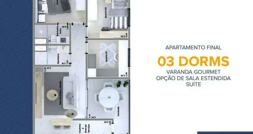 Apartamento para venda tem 65 metros quadrados com 3 quartos em Vila Três Irmãos - Carapicuíba - SP