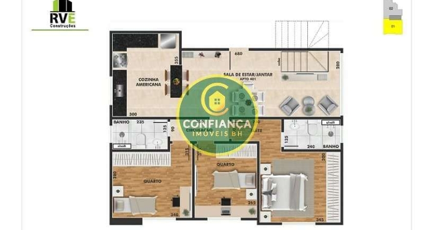 Apartamento com 3 quartos à venda no Buritis, Belo Horizonte 