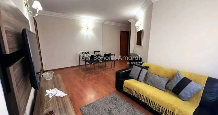 Apartamento Mobiliado para venda, Cambui em Campinas, andar alto, ar condicionado e vaga coberta