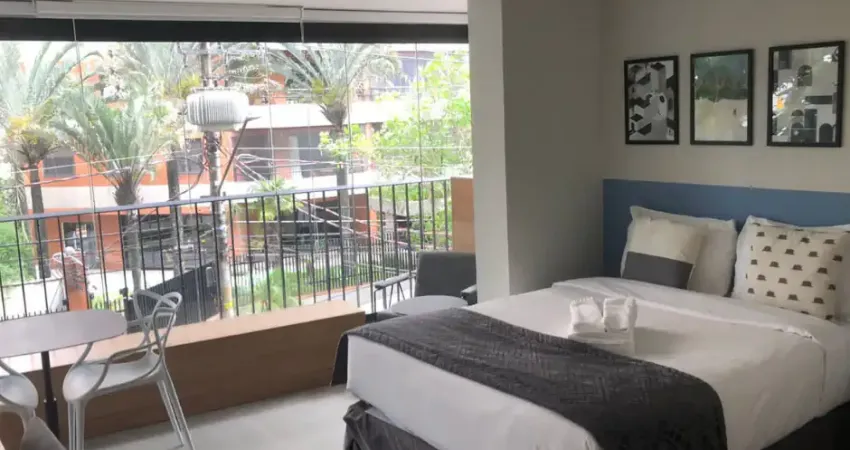 Studio lindo 39m²  mobiliado na  vila nova conceição  com 1 suite e varanda integrada