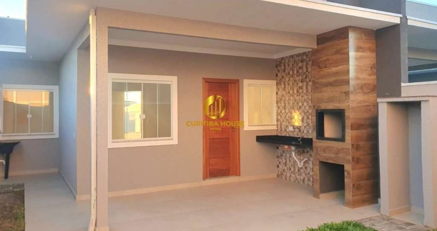 Casa nova 3 quartos sendo 1 suíte com espaço gourmet e amplo Jardim Fundos Eucaliptos Fazenda Rio Grande