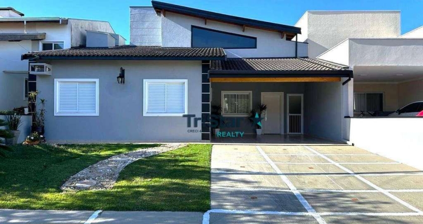 CA0502 - CASA TERREA MOBILIADA COM AMPLA AREA GOURMET EM CONDOMINIO FECHADO COM LOCALIZAÇAO UNICA - AT 300m² - AC 200m² - GREEN VIEW RESIDENCIE INDAIA