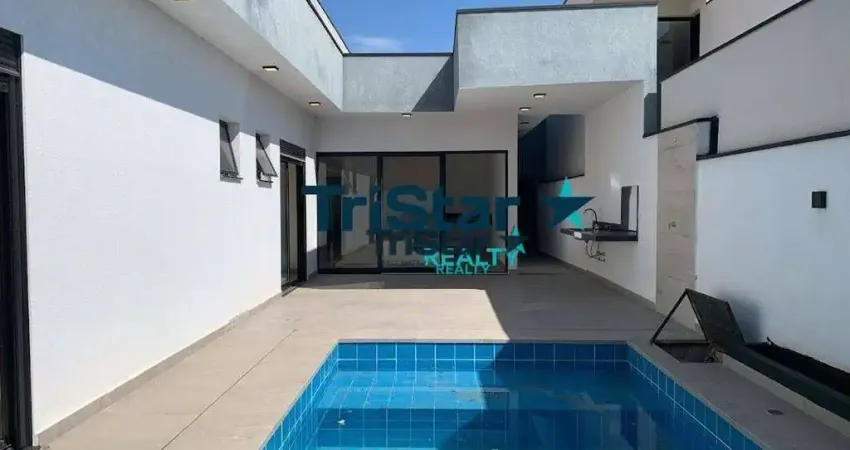CA0120 - CASA NOVA TERREA COM PISCINA EM CONDOMINIO FECHADO COM LAZER COMPLETO - AT. 300m² - AC. 177m² - PARK GRAN RESERVE INDAIATUBA SP