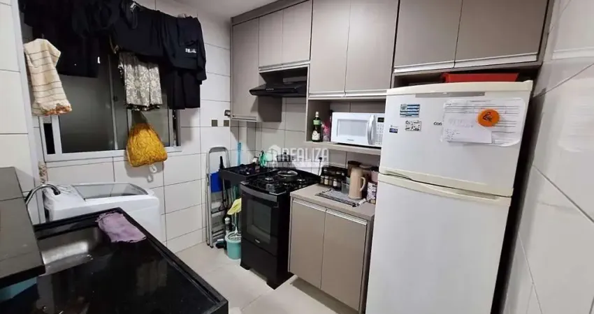 Apartamento de 2 dormitorios a venda em Uberaba Parque Andes, cozinha com moveis planejados e banheiro com box.