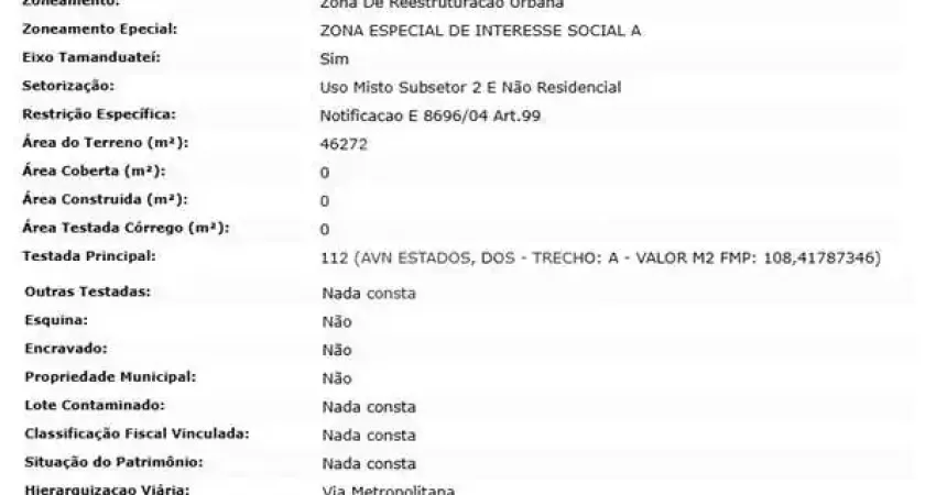 Terreno comercial à venda no Utinga, Santo André 