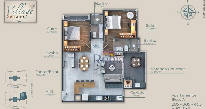 Apartamento com 2 dormitórios à venda, 87 m² por R$ 1.046.563,00 - Centro - Canela/RS