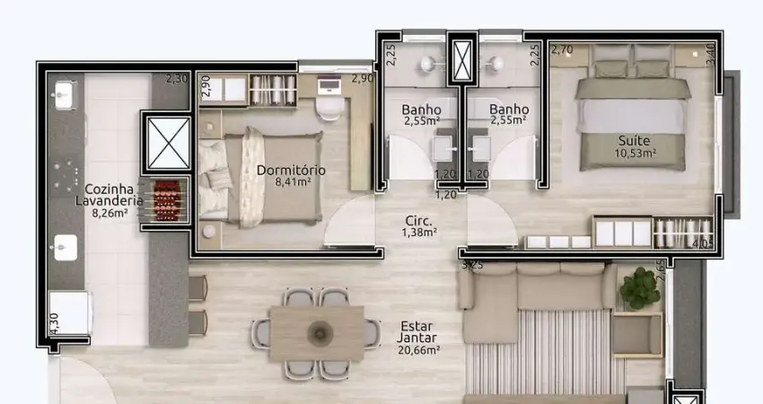 Apartamento 2 quartos sendo 2 suítes para venda no bairro Planalto em Gramado