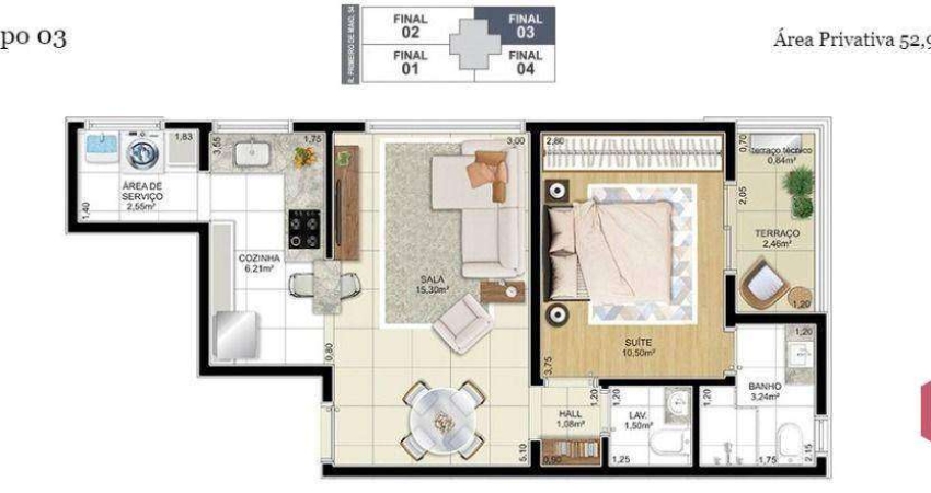 Apartamento à venda, 53 m² por R$ 649.000,00 - Aparecida - Santos/SP