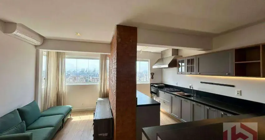 Apartamento com 2 dormitórios para alugar com area gourmet, 83 m² por r$ 7.000 pacote/mês - boqueirão - santos/sp