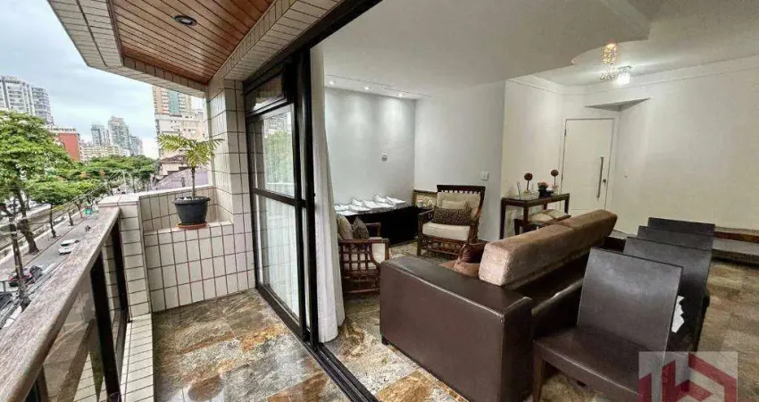 Apartamento com 3 dormitórios com suite e varanda,para alugar, 160 m² por r$ 7.500 pacote/mês - gonzaga - santos/sp
