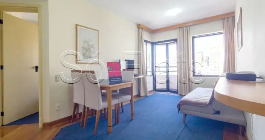 Flat Conde Luciano com 43m², 1 dormitório e 1 vaga de garagem para locação.