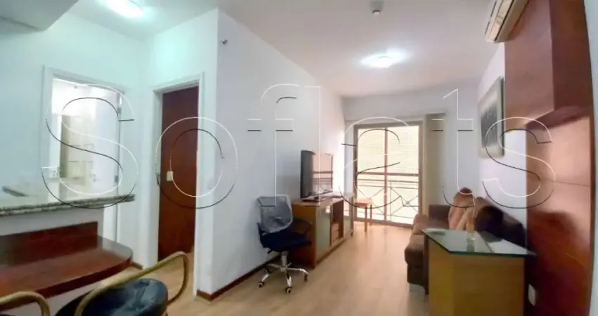 Flat com 1 dormitório e 1 vaga de garagem disponível para locação