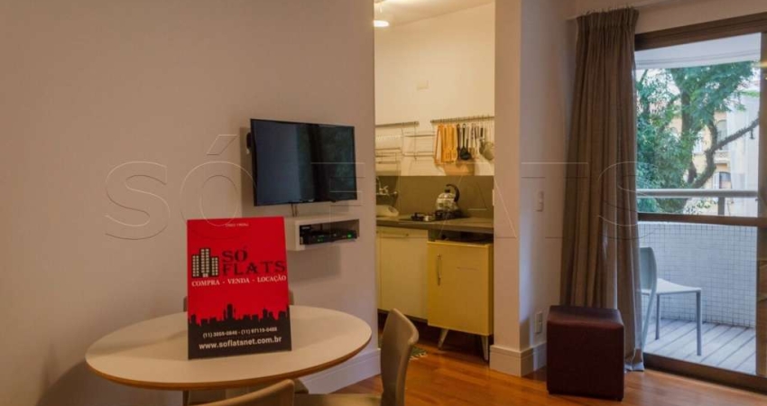 Flat Paulista Wall Street com 55m², 1 dorm e 1 vaga disponível locação no Jardins