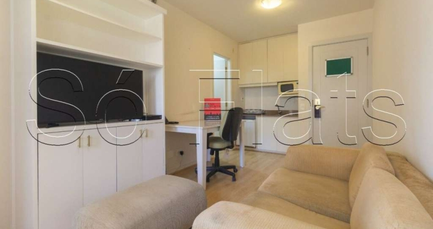 Flat no Grand Mercure Itaim disponível para locação contendo 35m², 1 dormitório e 1 vaga de garagem.