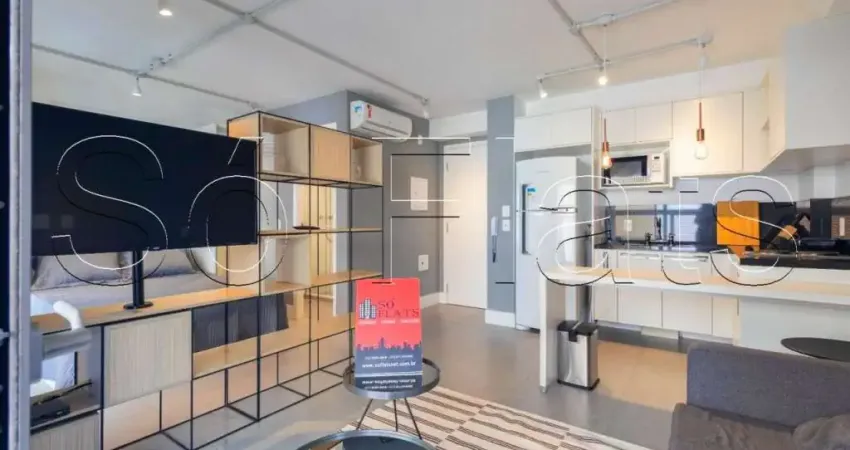 Apto lindo com 36m², 1 dormitório e 1 vaga estilo studio no jardim europa, disponível para locação.