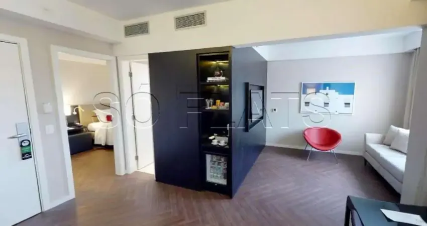Lindo flat moderno na Rua Funchal ótima opção para investir com 1 dormitório e 1 vaga de garagem