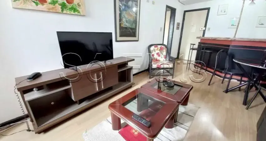 Flat disponível para locação com 1 dormitório, com com serviços, decorado no centro de Alphaville.