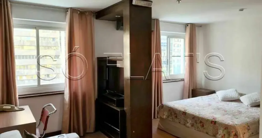 Apto no International Plaza com 29m², 1 dormitório e 1 vaga, disponível para locação no Jd Paulista.
