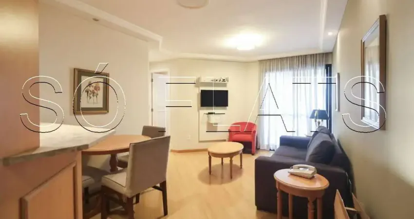 Flat no Estanconfor Moema com 2 dormitórios disponível locação próX da Av dos Bandeirantes.