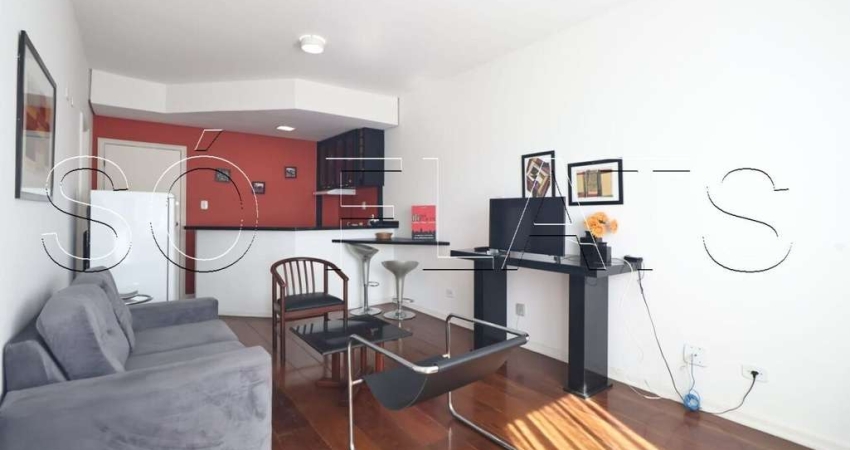 Flat no Le Bougainville com 57m², 1 dorm e 1 vaga de garagem, disponível locação em Alphaville.