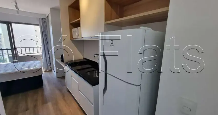 Flat disponível para locação na região Central de SP totalmente mobiliado contendo 25m² e 1 dorm.