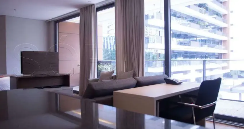 Flat moderno com 1x dormitório com 43m² no prédio mais refinado da Vila Olímpia. Completo sem fiador