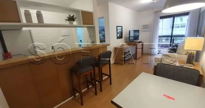 Flat com 1x dormitório reformado com camareira, tv a cabo e garagem ao lado da Av. Paulista.