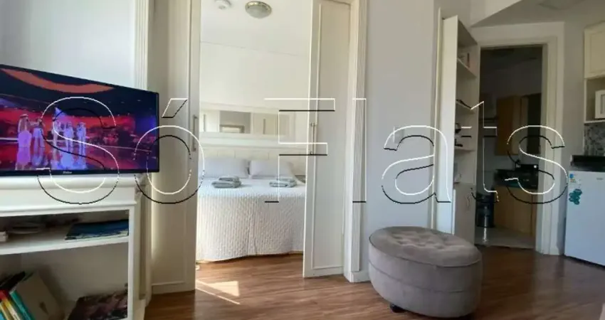 Flat mobiliado disponível para venda com 28m², 1 dormitório e 1 vaga de garagem