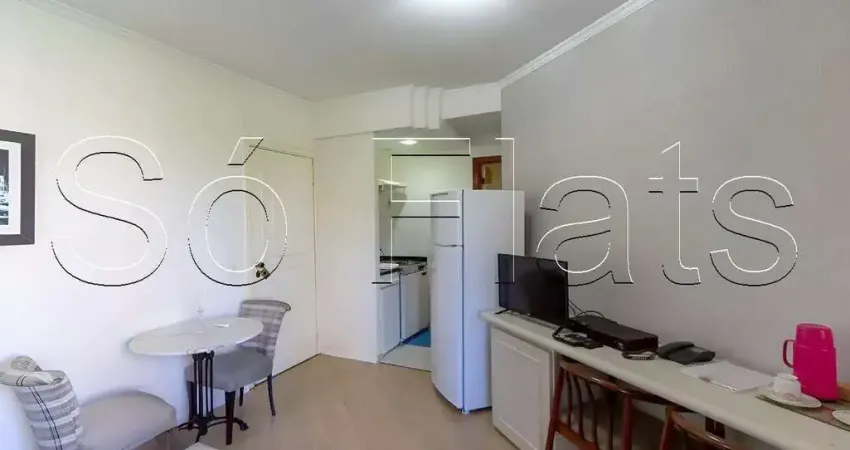 Flat no edifício morumbi residence com 34m², 1 dormitório e 1 vaga, disponível para locação.