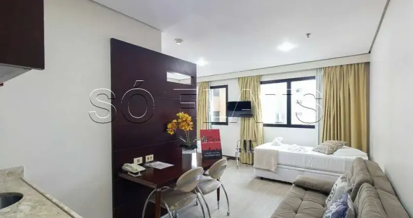 Flat Transamérica Nações Unidas disponível para locação com 28m², 01 dormitório e 01 vaga de garagem